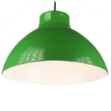 1970s metal Tramo pendant lamp green painted lampshade white inside E27 lamp socket Barcelona Spain
