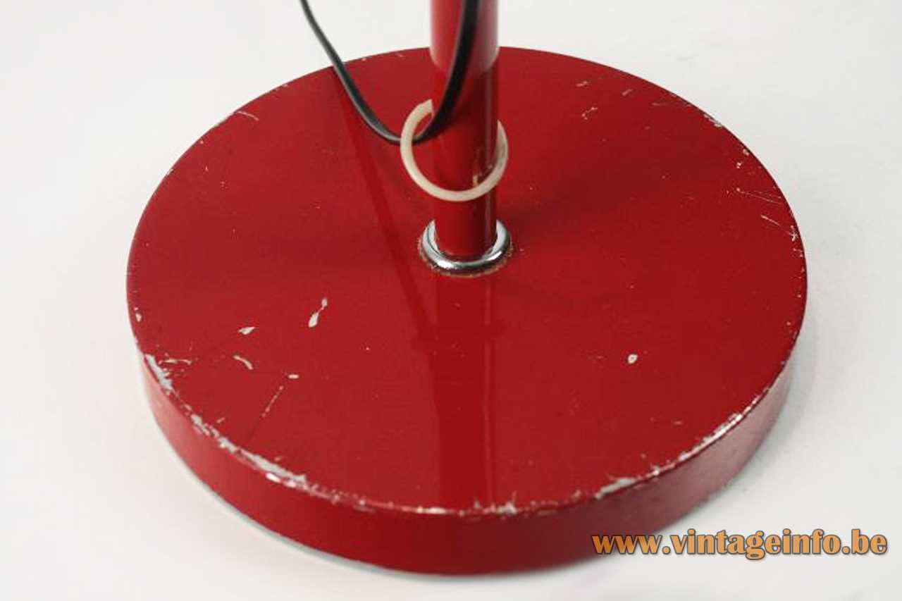 1970s Metalarte reading floor lamp red painted metal & chrome adjustable chrome rod E27 socket 1970s Spain