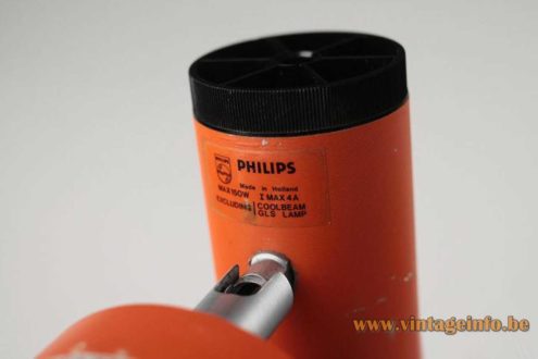 1970s Philips Orange Wall Spotlight 4