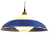 A.R.P. Rotaflex pendant lamp white & blue cellulose acetate Rhodoïd plastic lampshade 1950s France design Pierre Guariche