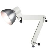 Bigas y Balcells clamp desk lamp adjustable white metal slats brushed aluminium lampshade 1960s 1970s Spain