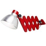 Foldable red wall lamp made of metal slats brushed aluminium lampshade E27 socket