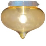 Dijkstra droplet flush mount smoked brown glass lampshade aluminium ceiling mount E27 socket 1960s 1970s Netherlands