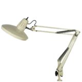 Fase 67 F-1 clamp lamp square white metal rods & lampshade chrome springs 1970s Madrid Spain