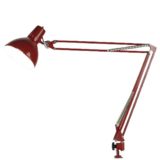 Fase architect clamp lamp dark red maroon square rods 4 springs metal lampshade 1970s Madrid Spain