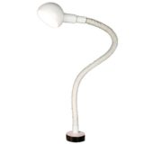 Fase snake clamp lamp flexible white goose-neck half round lampshade black screw E14 socket 1970s Spain