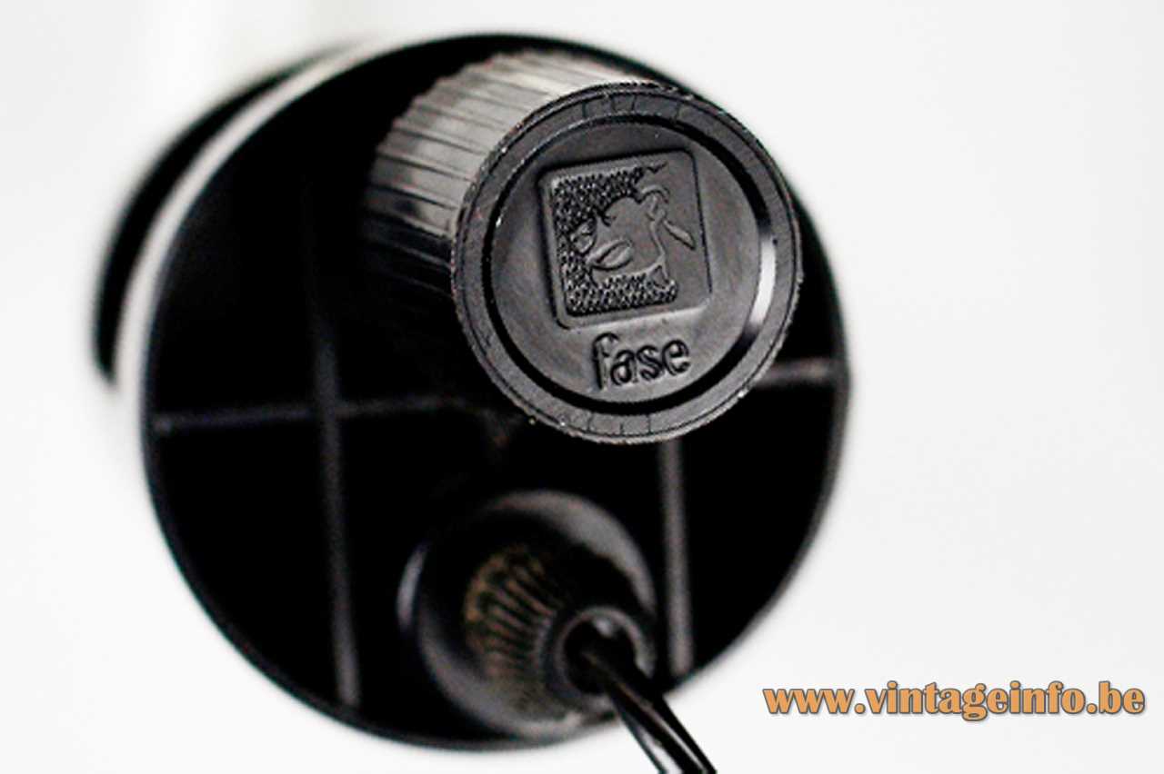 Fase snake clamp lamp flexible white goose-neck half round lampshade black screw E14 socket 1970s logo