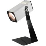 Fase square tube table lamp flat black base white spotlight lampshade 1970s Madrid Spain E27 Socket