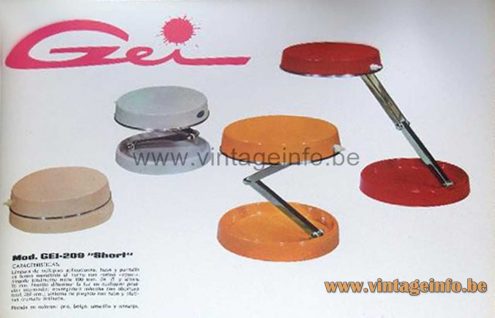 GEI desk lamp table lamp design: Enrique Aparicio round foldable light chrome metal GEI-209 1960s 1970s MCM Mid-Century Modern