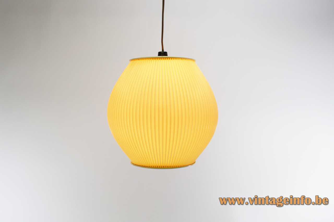 Hoyrup Pearlshade style pendant lamp yellow folded pleated plastic lampshade celluloid Rispal E14 socket