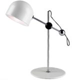 Ignasi Riera Llum desk lamp white round base 2 chrome rods half round lampshade 1970s design Spain