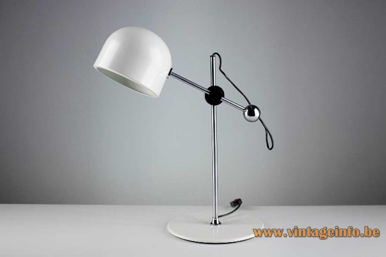 Ignasi Riera Llum desk lamp white round base 2 chrome rods half round lampshade 1970s design Spain