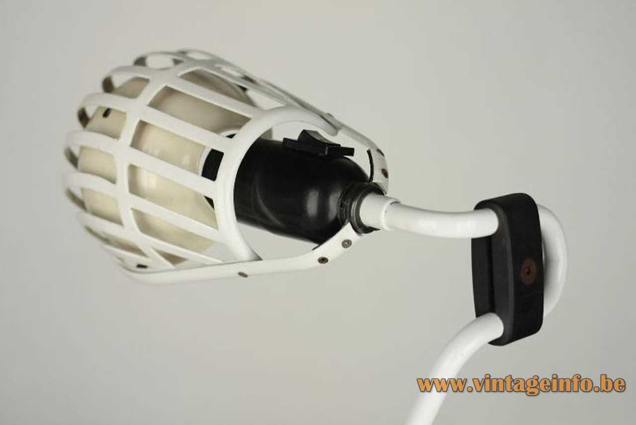 Lumina Igloo clamp lamp design: Tommaso Cimini white grid lampshade E27 socket 1980s Milan Italy