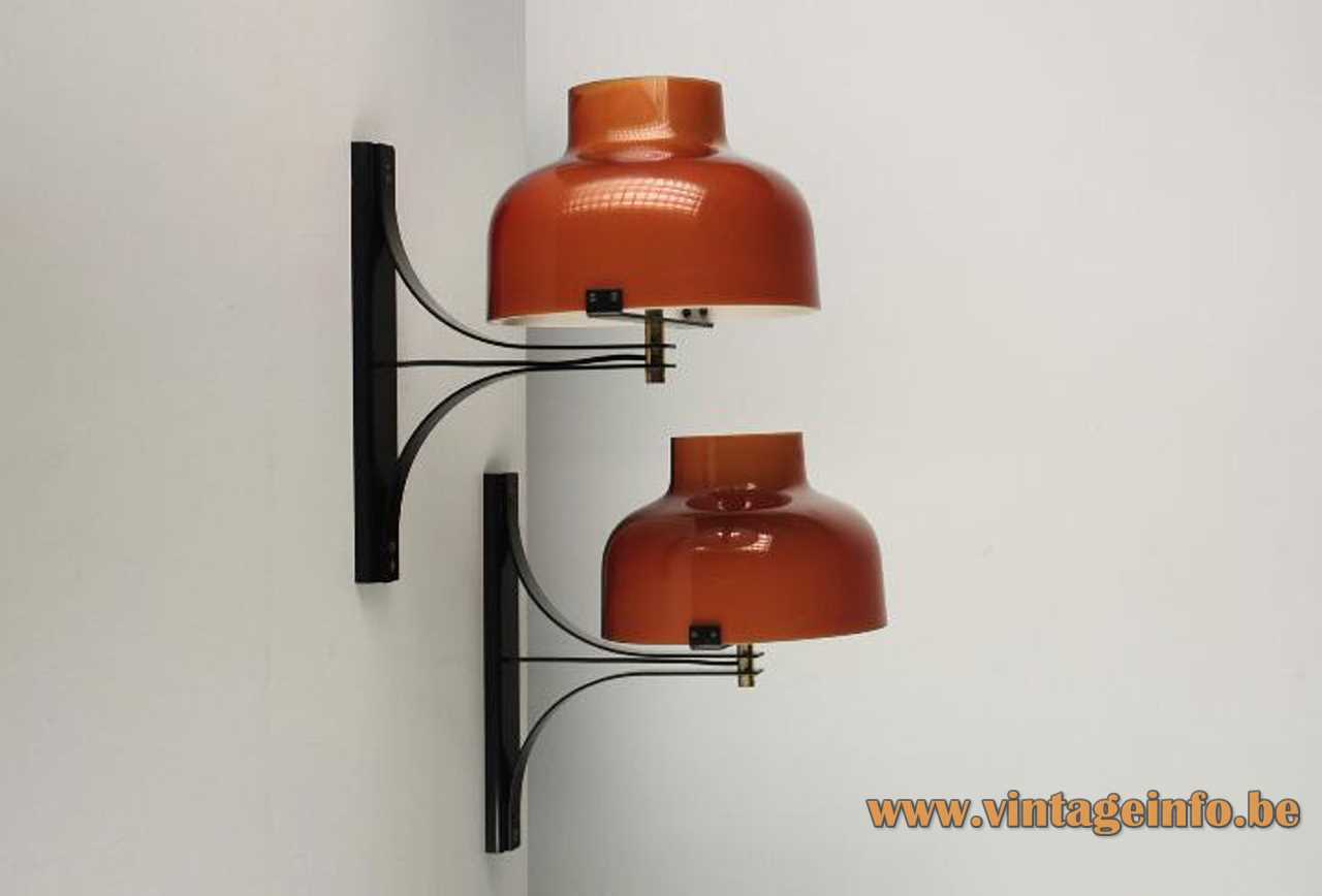 Max Bill Tramo wall lamp design: Miguel Milá brown acrylic lampshade black slats 1960s Tramo Spain