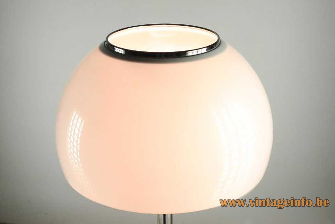 Metalarte acrylic floor lamp chrome base clear Lucite rod white lampshade 1970s 2 E27 sockets Spain