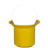 Metalarte globe table lamp yellow round base opal glass sphere lampshade 1960s 1970s Barcelona Spain