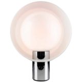 Metalarte Moon table lamp chrome tube 2 white acrylic round eclipse lampshades dimmer 1970s Spain