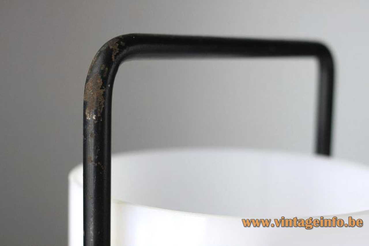 Miguel Milá Asa table lamp 1961 design folded black iron rod white acrylic tubular lampshade Spain