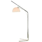 Tramo acrylic arc floor lamp design: Joan Blanc fork base chrome rod white lampshade 1970s Spain