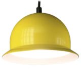 Tramo metal pendant lamp yellow helmet style lampshade white inside E27 socket 1970s Barcelona Spain