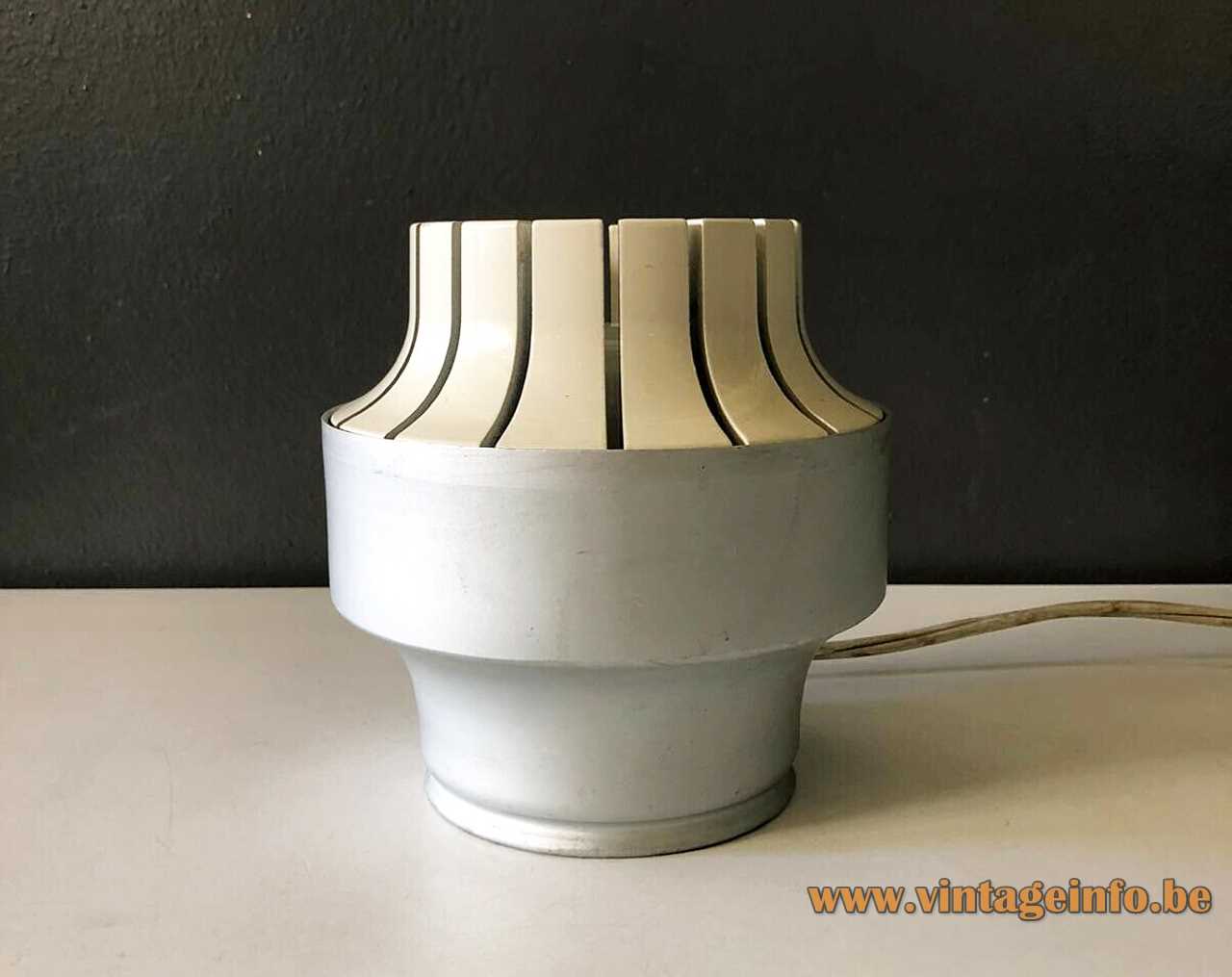 Ennio Lucini Cespuglio table lamp 1969 design aluminium base elongated slots Design House Harvey Guzzini Italy