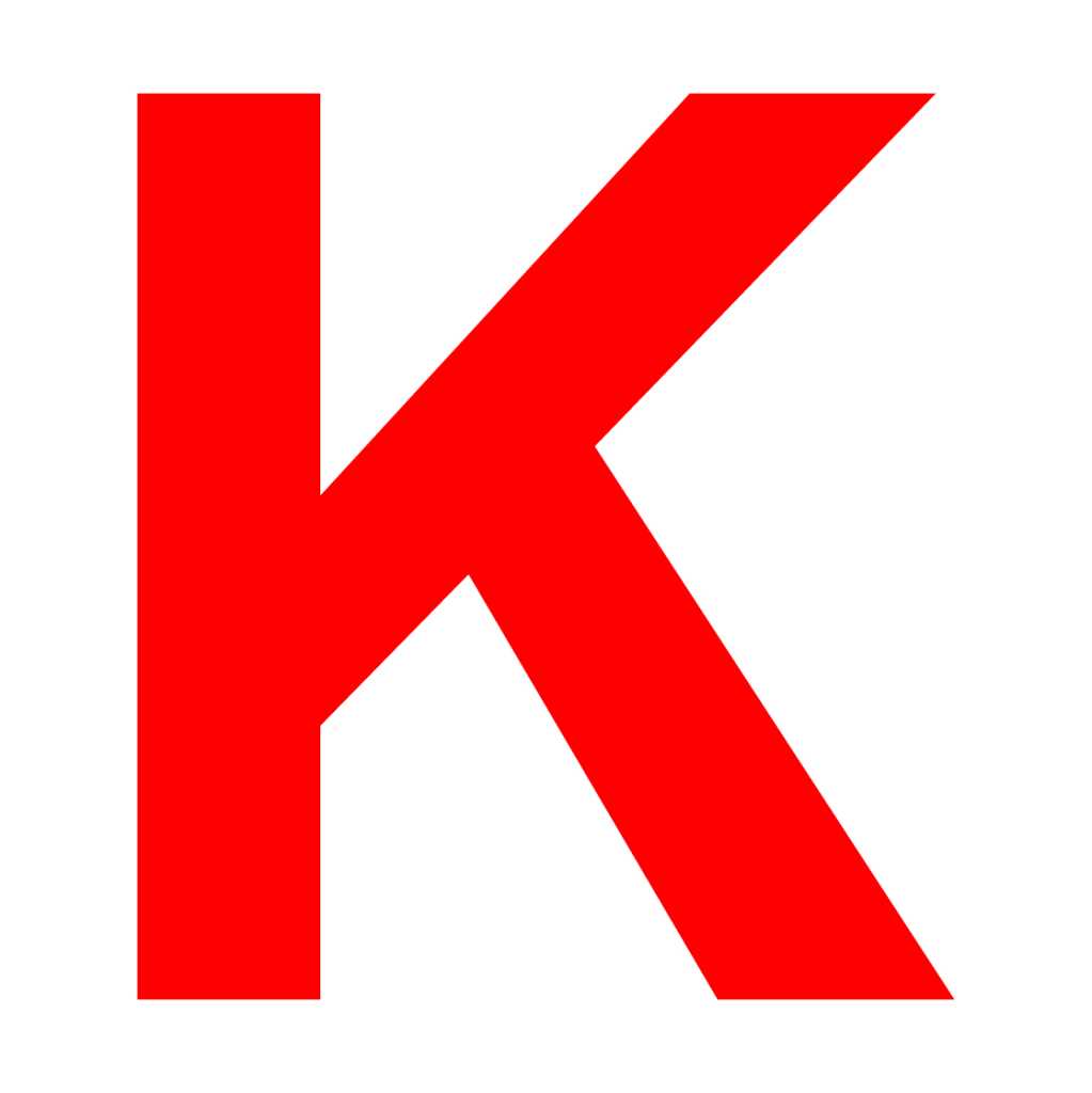 K. Буква а. Красными буквами. Буква k. Буквы красного цвета.