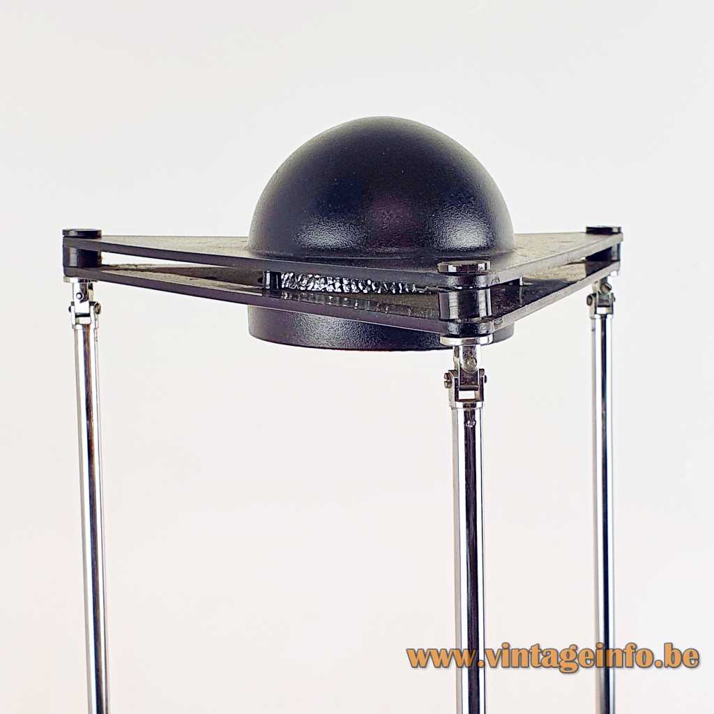 Lucitalia Kandido table lamp design: Ferdinand Porsche triangular base & lampshade 3 chrome telescopic rods 1980s Italy