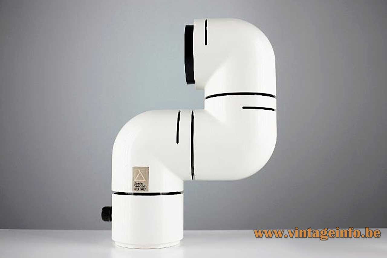 Metalarte Tatù table lamp design: André Ricard white plastic adjustable periscope caterpillar light glass lens 1970s