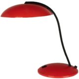 Nuova Veneta Lumi desk lamp round metal base curved black flat rod red mushroom lampshade 1970s 1980s