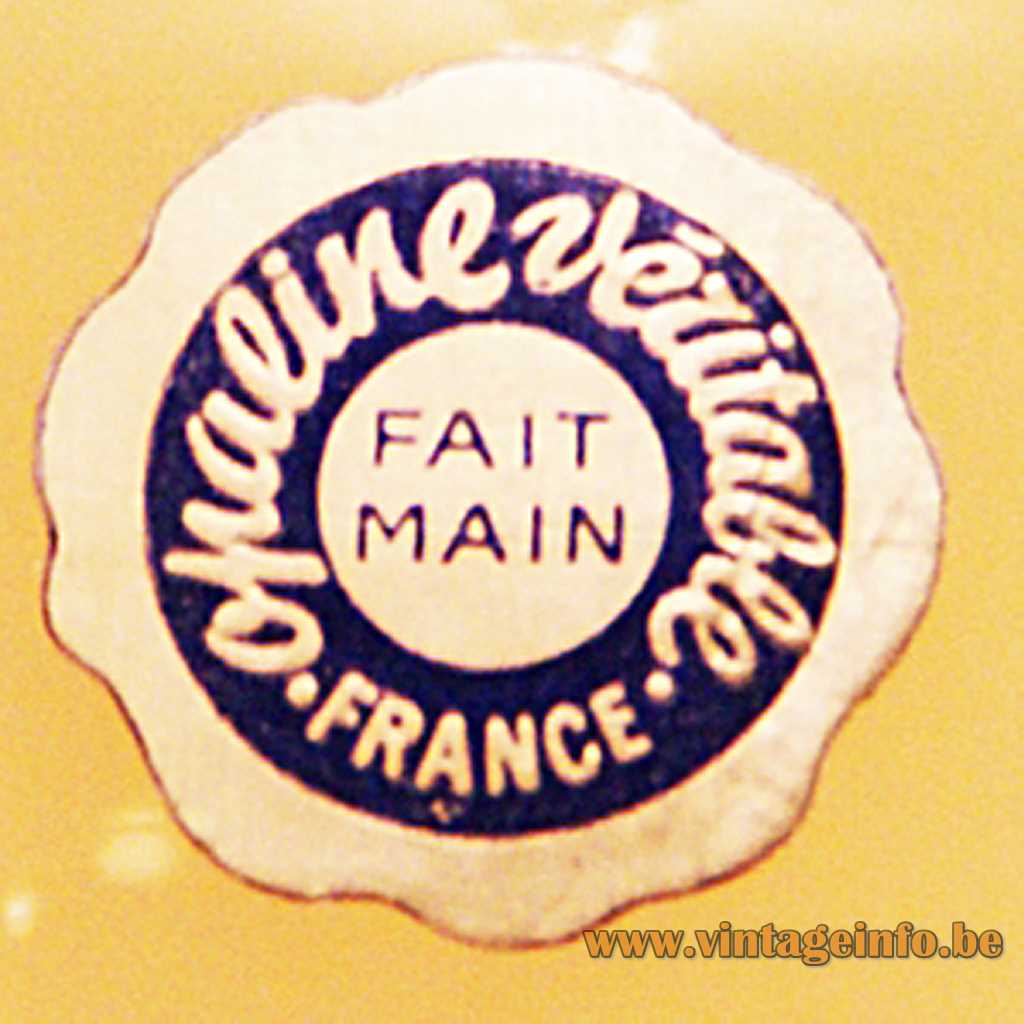 S.A. Boulanger - label on an ostrich egg table lamp: Opaline Véritable France Fait Main 