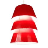 Philips 1970s pendant lamp 3 round red conical stacked aluminium lampshades E27 socket IKEA Duett