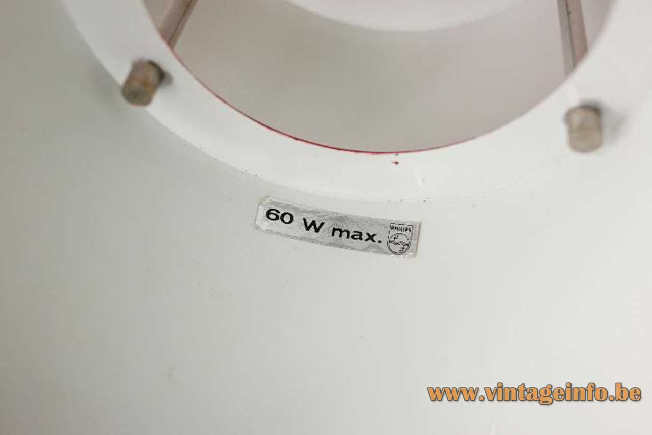 Philips 1970s pendant lamp 3 round red conical stacked aluminium lampshades E27 socket IKEA Duett label