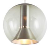 Raak globe pendant lamp design: Frank Ligtelijn smoked glass sphere concical brushed aluminiun diffuser 1950s 1960s
