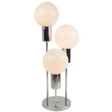 Solken-Leuchten opal globes table lamp chrome round base 3 white glass lampshades E14 sockets