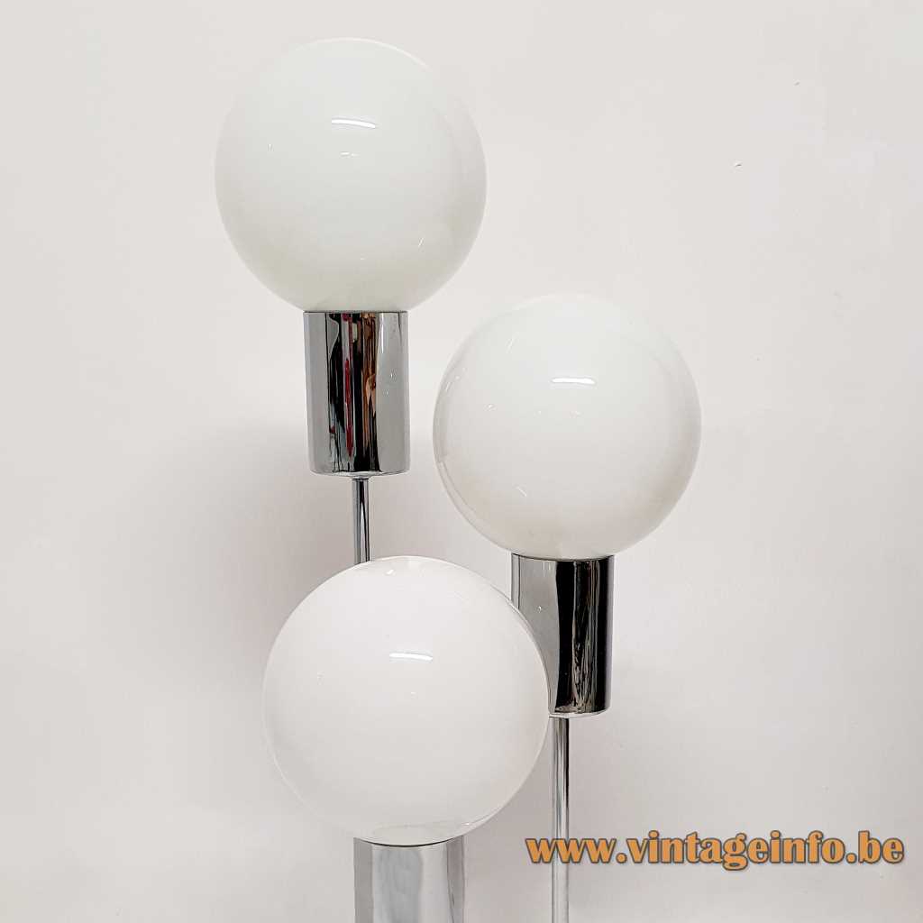 Solken-Leuchten opal globes table lamp chrome round base 3 white glass lampshades E14 sockets