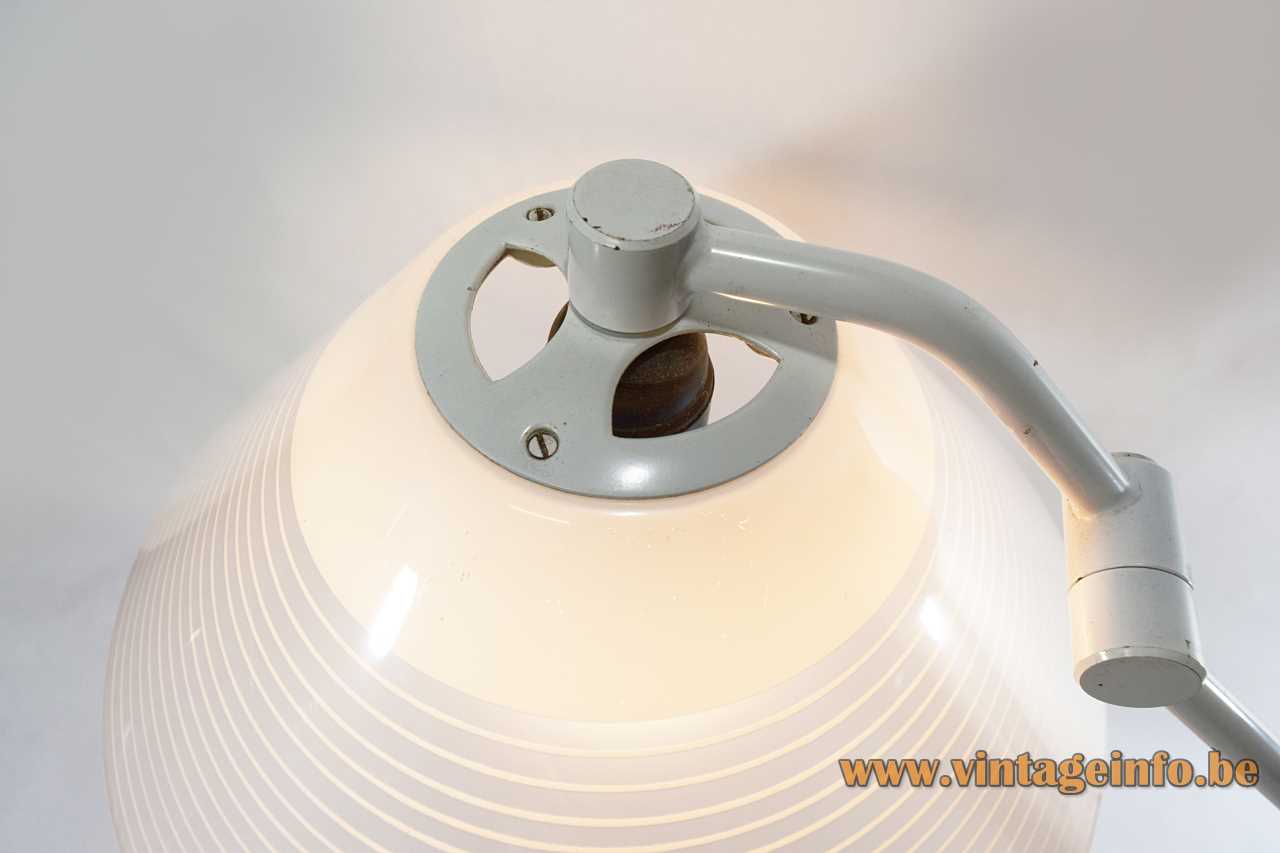 1970s Tramo desk lamp white metal conical acrylic Perspex striped lampshade design: Joan Antoni Blanc, Spain