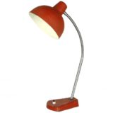 luminor metal desk lamp red iron base aluminium lampshade chrome rod & goose-neck 1960s 1970s France