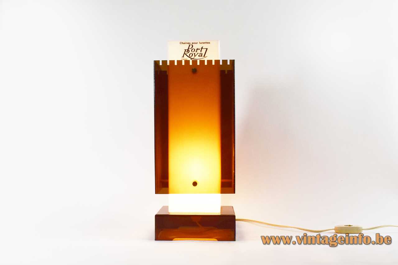 Brown & White Acrylic table lamp Perspex square base beam lampshade B22 lamps socket publicity light