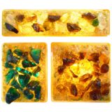 Brutalist glass fragments wall lamp yellow green broken glass blocks Raak Chartres 1960s 1970s Massive Belgium
