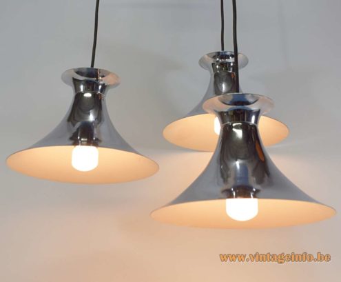 Chrome Triple Witch Hat Pendant Lamp 3