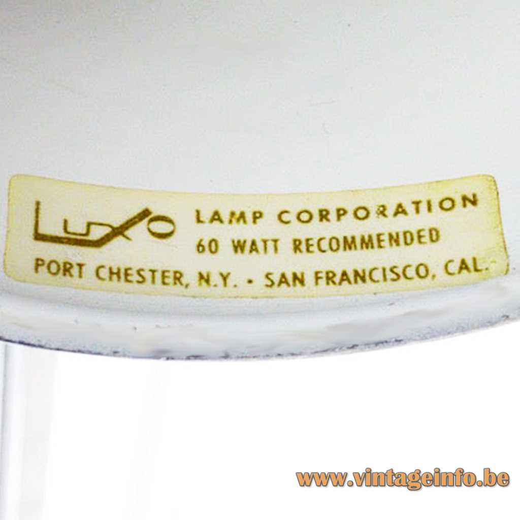 Luxo Lamp Corporation USA label