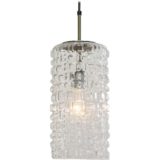 Peill+Putzler Sevilla pendant lamp clear embossed glass tubular lampshade chrome 1960s design E27 socket Germany