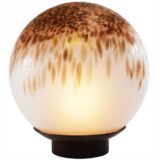 VeArt globe table lamp 1975 design: Giorgio de Ferrari opal Murano glass brown & gold spots Italy