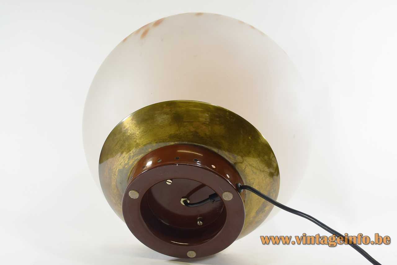 VeArt globe table lamp 1975 design: Giorgio de Ferrari opal Murano glass brown & gold spots Italy