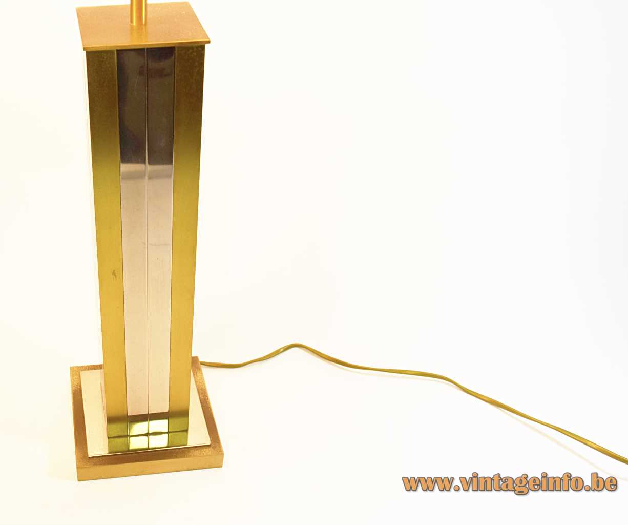 Belgo Chrom brass & chrome table lamp geometric metal skyscraper style pull cord switch 1970s 1980s