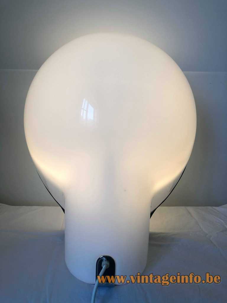 Fabio Lenci Birghitta table lamp 1972 design white acrylic lampshade black rim Harvey Guzzini 1960s 1970s