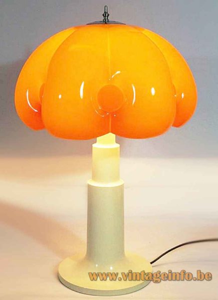 Foscarini acrylic bubble table Lamp white plastic base orange pumpkin lampshade 1980s Italy