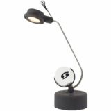 La Murrina Zodiaco desk lamp black plastic base & lampshade chrome rods Murano glass disc 1980s 1990s