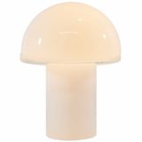 Luciano Vistosi Onfale table lamp 1978 design white mushroom Murano glass clear ring Artemide Italy 1970s