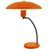 Philips Junior desk lamp 1955 design: Louis Kalff orange mushroom lampshade brass curved rod 1950s 1960s